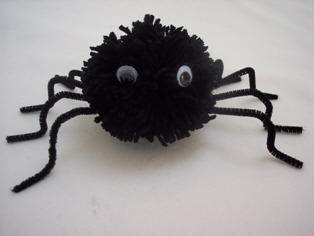 how to make a spider from pompoms and pipe cleaners